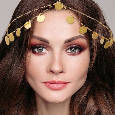 2Pcs Brass & Rhinestone Head Chain OHAR-DR00001-1