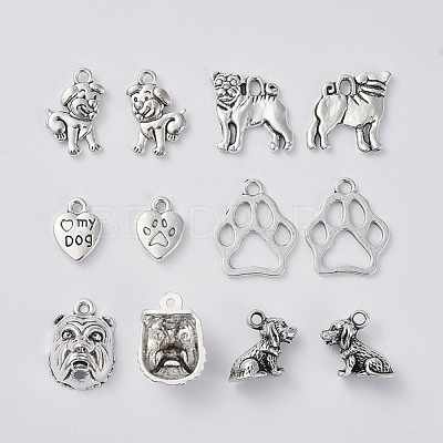 Tibetan Style Alloy Puppy Pendants TIBEP-X0185-78-1