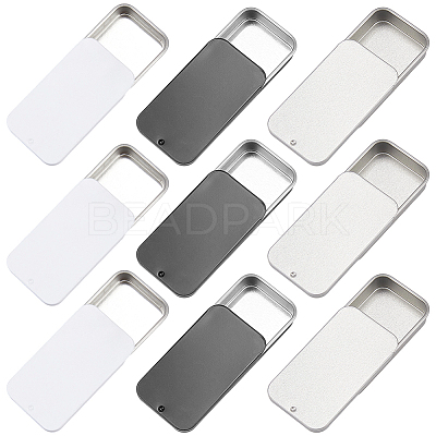 9Pcs 3 Colors Slide Top Tinplate Trinket Storage Boxes CON-CP0001-016D-1