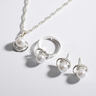 Oval Alloy Pendant Necklaces & Stud Earrings & Ring Sets for Women WG7FFA6-01-1