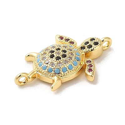 Rack Plating Brass Micro Pave Colorful Cubic Zirconia Connector Charms KK-K377-33G-1
