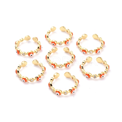 Brass Micro Pave Clear Cubic Zirconia Cuff Rings RJEW-O046-02G-1