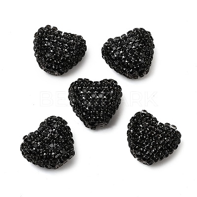 Sparkling Acrylic Heart Beads with Rhinestone Embellishment LS-OACR-NH0001-02A-08-1