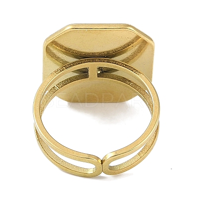 Ion Plating(IP) 304 Stainless Steel Enamel Octagon Cuff Finger Rings RJEW-L107-069G-02-1