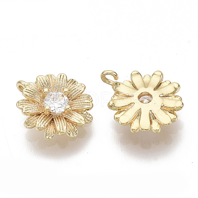 Brass Cubic Zirconia Charms KK-S355-014-NF-1