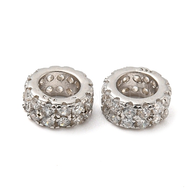 Rhodium Plated 925 Sterling Silver Spacer Beads STER-K176-05P-1