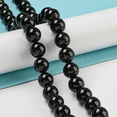Natural Black Tourmaline Beads Strands G-G763-01-10mm-AB-1
