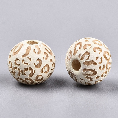 Painted Natural Wood Beads WOOD-T021-53A-12-1
