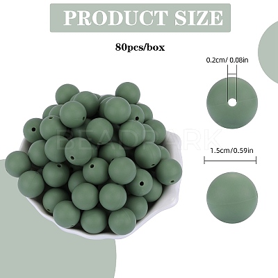 80Pcs Round Silicone Focal Beads SIL-SZ0001-24-36-1
