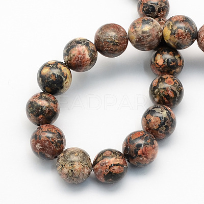Natural Leopard Skin Jasper Round Beads Strands G-S182-8mm-1
