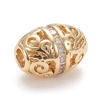 Brass Micro Pave Clear Cubic Zirconia Beads LS-KK-K243-12G-1
