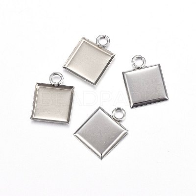 Non-Tarnish 304 Stainless Steel Pendant Cabochon Settings X-STAS-P210-03P-1