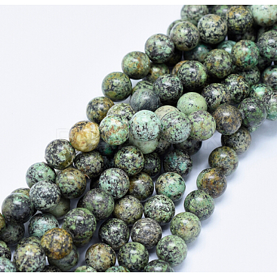 Natural African Turquoise(Jasper) Beads Strands G-D840-90-8mm-1
