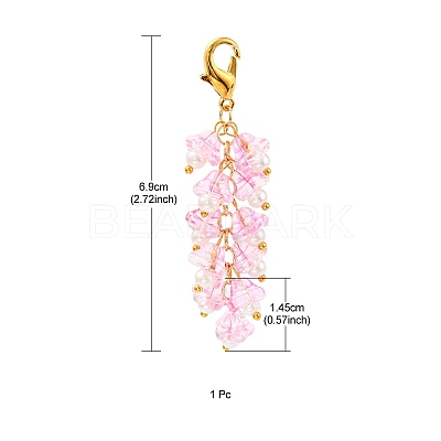 Trumpet Flower Glass Pendant Decorations HJEW-YW0001-02B-1