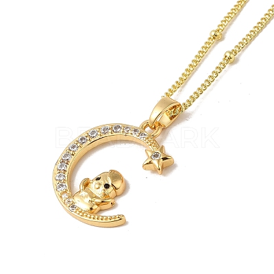 Brass Micro Pave Clear Cubic Zirconia Pendants Necklaces NJEW-K269-05G-04-1