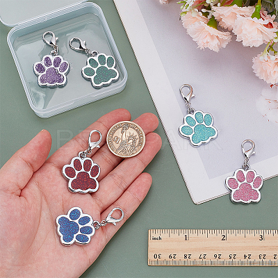 6Pcs 6 Colors Zinc Alloy Glitter Enamel Pendant Decorations AJEW-AR0001-93-1