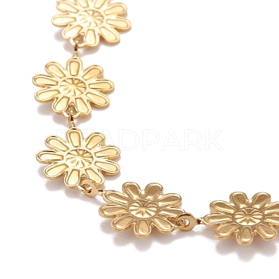 Enamel Daisy Link Chain Necklace NJEW-P220-01G-06-1