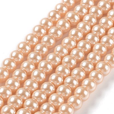 Baking Paint Pearlized Glass Pearl Round Bead Strands HY-Q003-6mm-18-1