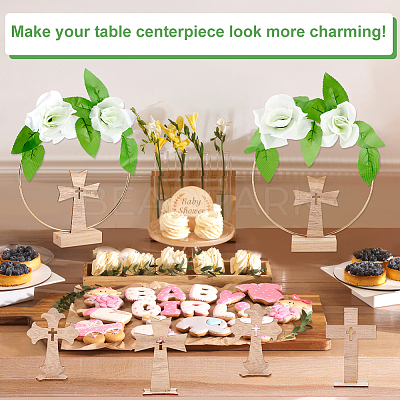 Cross Wooden Photo Holder Table Decoration DIY Making Kit DIY-GA0006-70-1