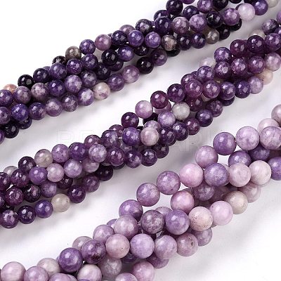Natural Lepidolite/Purple Mica Stone Beads Strands G-K415-6mm-1
