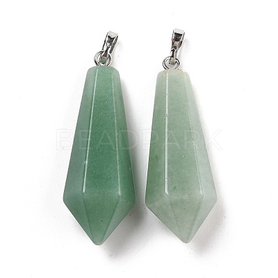 Natural Green Aventurine Pointed Pendants G-I314-02P-24-1
