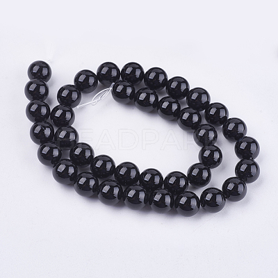 Natural Black Onyx Beads Strands X-G-H1567-10MM-1
