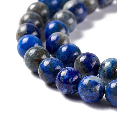 Natural Lapis Lazuli Smooth Round Beads Strands G-I181-09-6mm-1