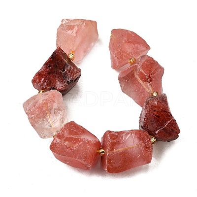 Raw Rough Cherry Quartz Glass Beads Strands G-Z087-B08-1