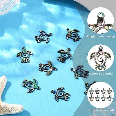 10Pcs Natural Paua Shell Connector Charms SHEL-YW0001-16-1