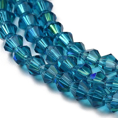 Transparent Electroplate Glass Beads Strands GLAA-F029-4mm-D01-1