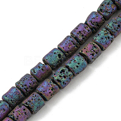 Electroplated Natural Lava Rock Beads Strands G-Z032-J04-12A-1