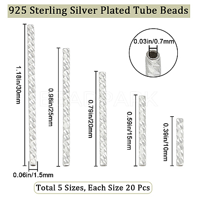 100Pcs 5 Style Corrugated Brass Tube Beads KK-BBC0010-76-1