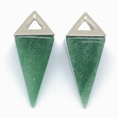 Natural Green Aventurine Pendants KK-E757-D-03P-1