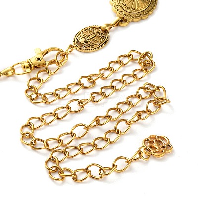 Alloy Flower Link Chain Belts AJEW-U019-02KCG-01-1