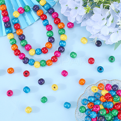200Pcs Dyed Natural Wood Beads WOOD-GF0002-13B-1