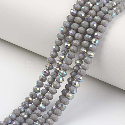 Electroplate Opaque Solid Color Glass Beads Strands EGLA-A034-P6mm-L13-1