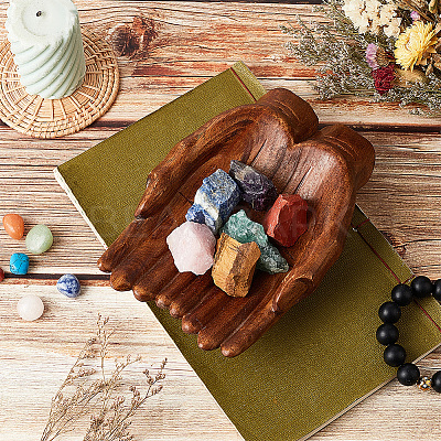 Wooden Buddha Hand Display Decorations AJEW-WH0304-38-1