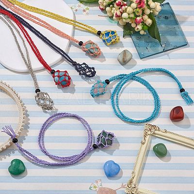 Braided Waxed Cotton Thread Cords Macrame Pouch Necklace Making AJEW-SW00022-12-1