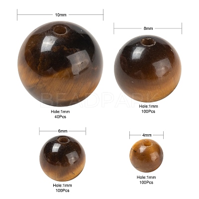 340Pcs 4 Style Grade A+ Natural Tiger Eye Beads G-LS0001-50-1