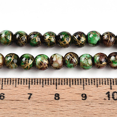 Baking Paint Glass Beads Strands DGLA-N003-6mm-B07-1