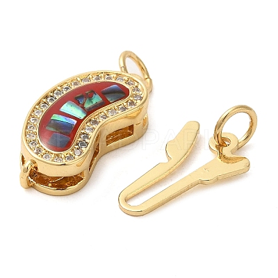 Brass Micro Pave Clear Cubic Zirconia Box Clasps KK-K385-093G-1