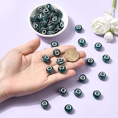 Rondelle Handmade Gold Sand Lampwork European Large Hole Beads X-LPDL-R007-07A-1