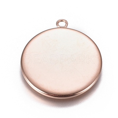 Ion Plating(IP) 304 Stainless Steel Pendant Cabochon Settings X-STAS-G127-13-25mm-RG-1