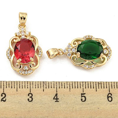Brass Micro Pave Clear Cubic Zirconia Pendants KK-P263-26KCG-1