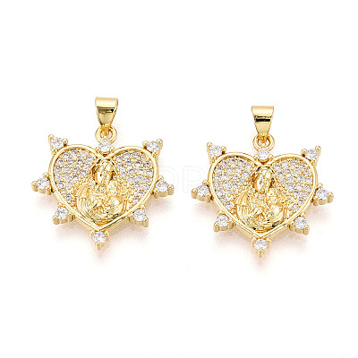 Brass Micro Pave clear Cubic Zirconia Pendants ZIRC-N039-165-NF-1