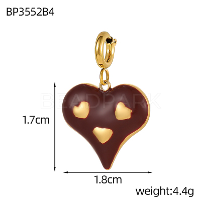 Heart Charms 304 Stainless Steel Enamel Pendants STAS-OY004-09G-1