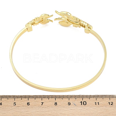 Marine Organism Brass Cuff Bangles for Women BJEW-D368-03G-G-1