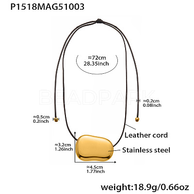 304 Stainless Steel Pendant Adjustable Black Waxed Cord Necklaces for Women FS-WGE3E56-04-1