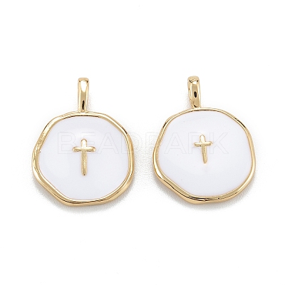 Brass Enamel Pendants X-KK-A155-09G-1