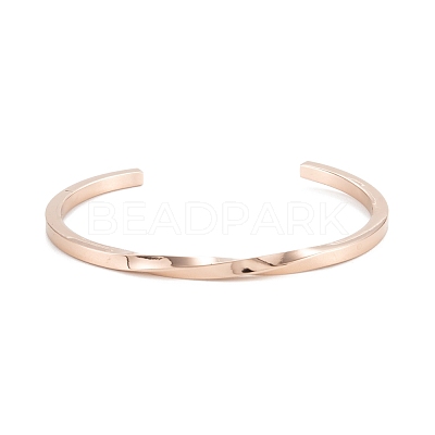 Ion Plating(IP) 304 Stainless Steel Cuff Bangles BJEW-K222-02RG-1